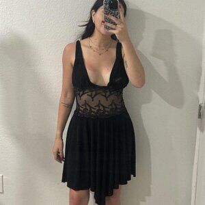 Vintage Y2K Textured MIDI Dress B# Fit N Flare Dress Small? Lace Sequence‎ Tummy